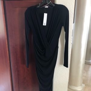 Long blk dress sz. S, rouging fit. Long sleeve